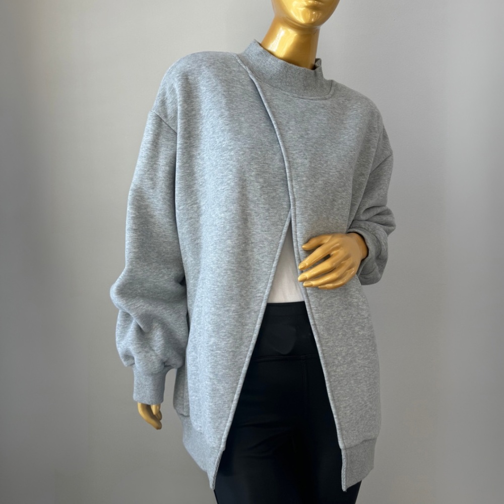 Cutaway Fleece Sweatshirt in Grey- NWOT